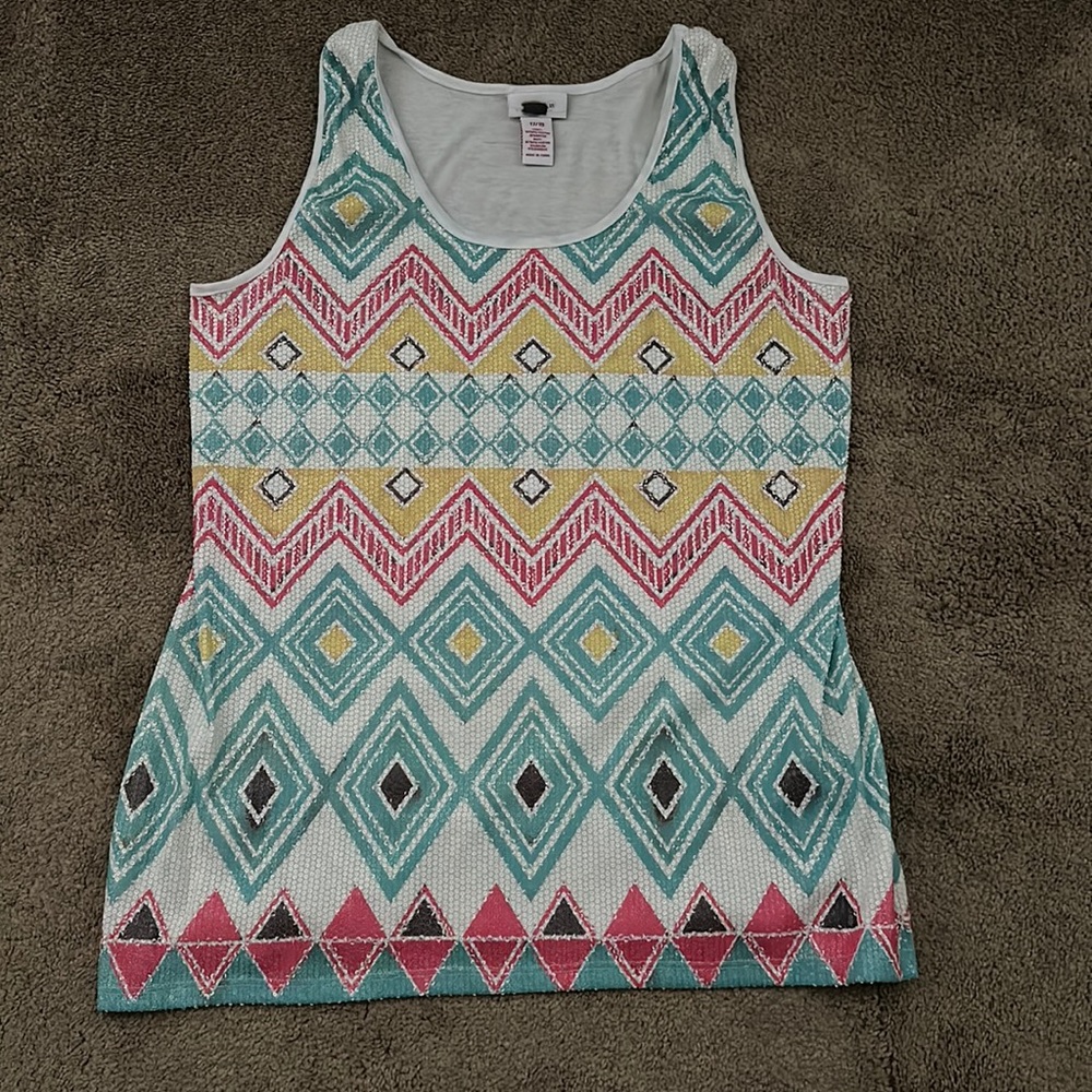 Loop 18 Sequin Aztec Print Tank Size 17/19